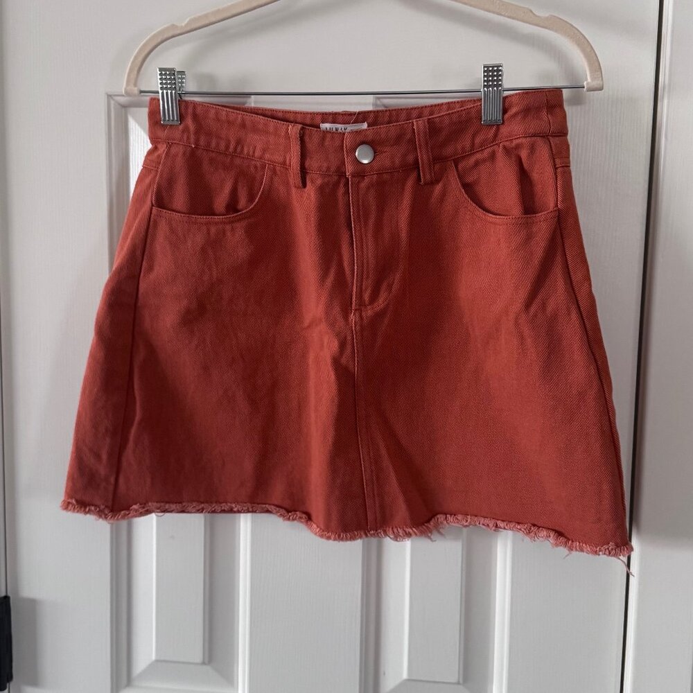 Lunik Orange Rust Burnt Orange Denim Skirt Size M Medium